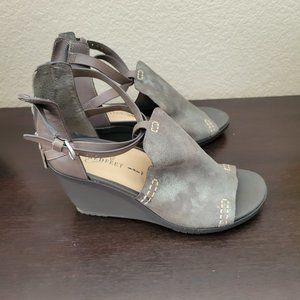NAKED FEET GREY/SILVER WEDGE SANDALS